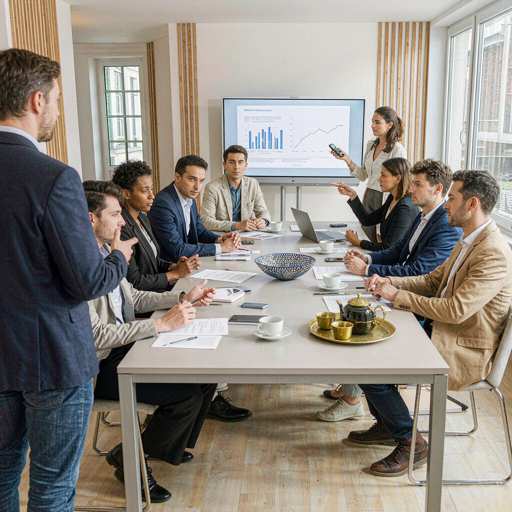 Afei Trading team collaborating in a business meeting